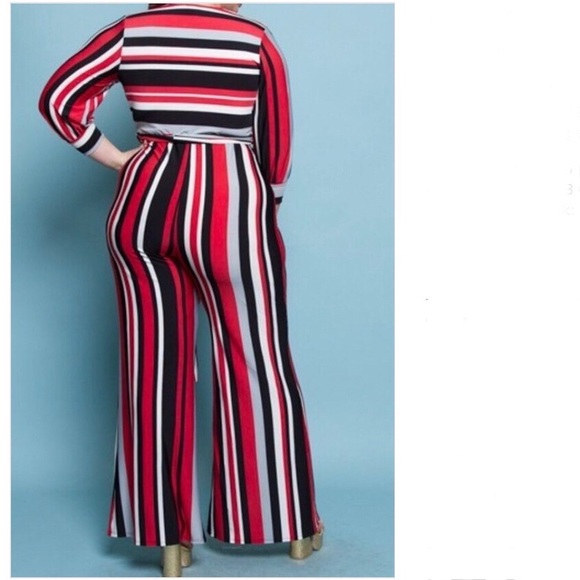 Quum | Famously Pinstriped Plus Size Jumpsuit - Picture 3 of 3